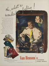 1940&#39;s Print Ad Van Heusen Vanisuede Men&#39;s Shirts Man Smokes Pipe &amp; Pretty Lady - £13.50 GBP