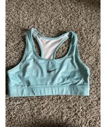 Nike Sports Bra XS Blue Pullover Racerback Dri-Fit Logo Light Missing Si... - $177.04 MXN