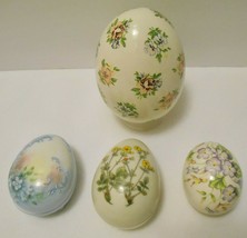 Floral Theme Vintage Porcelain Easter Eggs Lot 2 Trinket Boxes &amp; 2 Eggs - £24.01 GBP