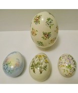 FLORAL THEME Vintage Porcelain EASTER EGGS Lot 2 Trinket Boxes &amp; 2 Eggs - £23.94 GBP