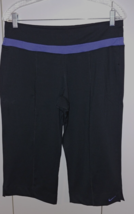 NIKE DRI FIT LADIES BLACK KNIT CROPPED PANTS-M-POLY/SPANDEX-BARELY WORN - $11.29