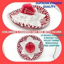 DARK red    with silver decorations childrens mexican charro hats mariac... - £39.86 GBP