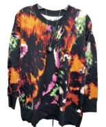 NWT LuLaRoe Small Black Orange Pink Green Tie Dye Hannah SWEATSHIRT - $41.57
