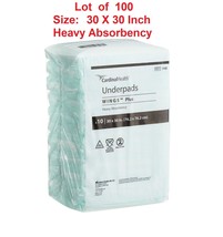100 Ct, Cardinal Wings Plus Underpads Bed Pads Fluff Heavy Absorbency 30X30&quot; - £52.45 GBP