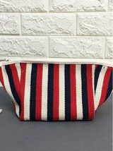 Women&#39;s Letter Stripes Printed Canvas Zipper Storage Cosmetic Clutch Bags - £61.11 GBP