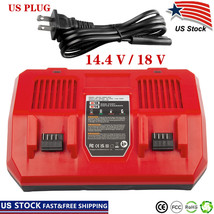 6A Efficient For Milwaukee 14.4V 18V Li-Ion Dual Ports Battery Charger New - £56.60 GBP