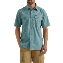 Wrangler® Men&#39;s Relaxed Fit Short Sleeve Twill Shirt, Blue Heather Size M - £17.77 GBP