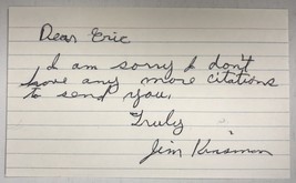 Jim Kinsman (d. 2017) Signed Autographed 3x5 Index Card - Medal of Honor - £20.10 GBP