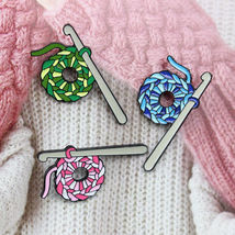 Retro knitting Artist Enamel Metal Pin wool ball crochet Knitter knit Badge Gift - $7.30