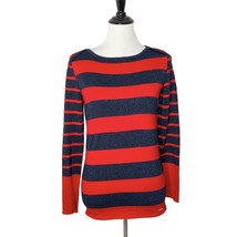Tommy Hilfiger Women&#39;s Striped Knit Blouse Red Blue Shimmery Top Size S - £13.23 GBP