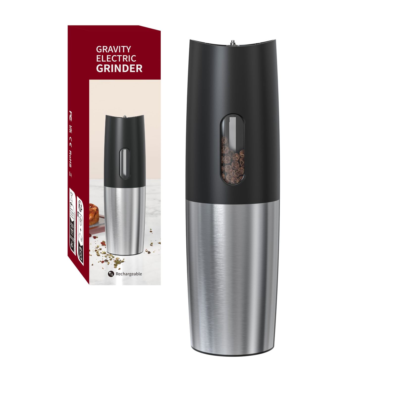 PwZzk Rechargeable Electric Salt or Pepper Grinder Mill With USB type-C Charge