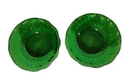 Anchor Hocking Forest Green Glass Ruffled  Edge Bowl Lot of 2 - £27.04 GBP