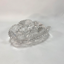 Cut Lead Crystal Glass Candy Nuts Snacks Dish American Brilliant Curved Edge - £35.61 GBP