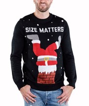 Stuck Santa Size Matters Humorous Christmas Sweater NEW Fast Ship - £38.90 GBP+