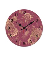 Mondxflaur Peonies Wall Clock Non-Ticking Sweep Movement for Living Room - $27.42 CAD+