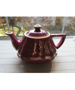 HALL BALTIMORE TEAPOT MAROON W/GOLD TRIM #0173 6 CUP USA 1930&#39;S GOLD DEC... - $34.60