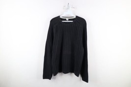 Vintage 90s Gap Mens Large Faded Heavyweight Ribbed Knit Sweater Black Cotton - £47.44 GBP