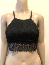 Kensie Women&#39;s Lace Black T-Back Bralette Top Lightly Lined Size M NWT - £7.58 GBP