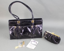 Authenticity Guarantee 
Judith Leiber Black Snakeskin Tote Shoulder Bag Handb... - $1,996.99