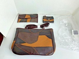 Unbranded New Patchwork Faux Leather Purse Coin Purse Crossbody Strap 3 pc set - £11.15 GBP