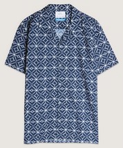 Men&#39;s Navy Geo Print Camp Shirt (S) - $29.70