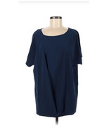 Womens Soft Surroundings navy Blue Dolman Sleeve Pleated Front Shirt Siz... - $32.25