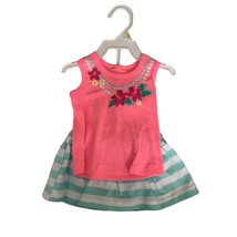 New Carters Girls Infant Baby Size 3 months 2 piece Outfit Set Pink Tank Top Gre - £7.62 GBP