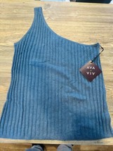 Ava Viv One Shoulder Sweater Tank Top Blue Ribbed NWT Plus Size XL. C - £8.11 GBP