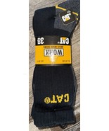 CAT ~ 3-Pair Black Crew Work Socks Cotton Blend Caterpillar ~ Size 8-11 - $20.29 CAD