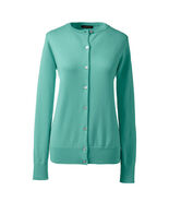Lands End  Women&#39;s LS Supima Crew Cardigan Sweater Jade New - $461.10 MXN