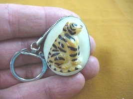 (TNE-TIG-483A) Tiger Tagua Nut Figurine Carving Keychain Key Love Striped Tigers - £12.88 GBP