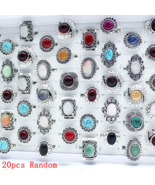 Wholesale 20pcs Vintage Boho Adjustable Rings Set – Turquoise Stone Allo... - $47.44 CAD