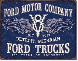 Ford Motors Truck Dealer Service Logo Car Garage Wall Decor Retro Metal Tin Sign - £12.44 GBP