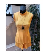 A New Day Orange Sleeveless Ribbed 2 Piece Short Set Size L Cotton Blend  - $60.93 CAD