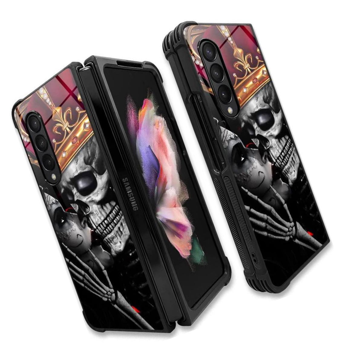 for Samsung Galaxy Z Fold 3 5G CaseSkull Love Romance Galaxy Z