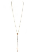 Pearl Drops &amp; Crystal Star Slider Necklace - £15.62 GBP