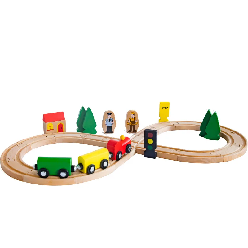 Christmas Present Wooden Montessori Toys Wooden Train Track Children Accessories - £29.72 GBP