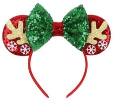 Disney Mickey Very Merry Christmas Minnie Mouse Ears Reindeer Snowflake Headband - £9.48 GBP