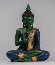 Antico Khmer Stile Cambodia Seduta Legno Buddha Statua Insegnare di Mudra - - £389.08 GBP