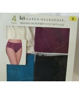 KN Karen Neuburger 4-pk Brushed Microfiber Hi-Cut Panty w/Lace Women&#39;s S... - $14.95