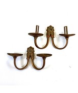 Vintage Pair Art Deco Brass Wall Sconces Two Arm Candle Holders Lighting... - $796.51 MXN