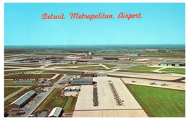 Aerial View Detroit Metropolitan Wayne County Airport Chrome Postcard - £7.89 GBP