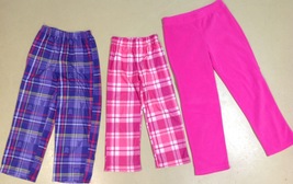 3 Girls Cuddly Pajama Pants Size 6 7/8 10 Plaid Monster High - £4.65 GBP