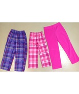 3 Girls Cuddly Pajama Pants Size 6 7/8 10 Plaid Monster High - £4.70 GBP