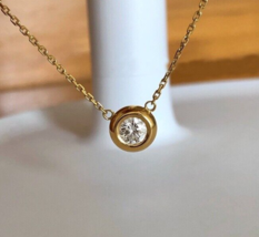 14K Gold Bubble Bezel Necklace, 925 Silver, gift, chain, fine, sparkle, classic - £35.32 GBP
