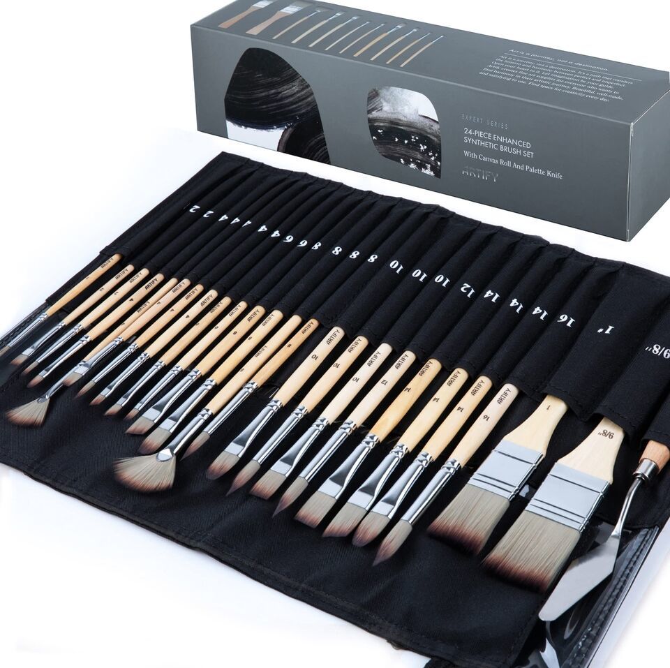 Expert Series 24-Piece Paint Brush Set with Enhanced Synthetic Bristles, Cloth R