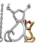 Mother Baby CAT KITTEN  Necklace Cat Kitten 14K gold and Silver - £31.50 GBP