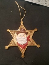 Santa Cowboy Star Christmas Ornament  4&quot; - $7.60