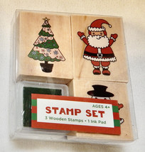 Christmas Stamp Set 3pc With Ink You choose Color 1 3/4&quot; x 1 3/8&quot; NIB 211Q - $2.39