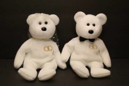 TY White Beanie Bears Mr. &amp; Mrs. Wedding 9&quot; Bride Groom Cake Topper Plush Toy - $13.99